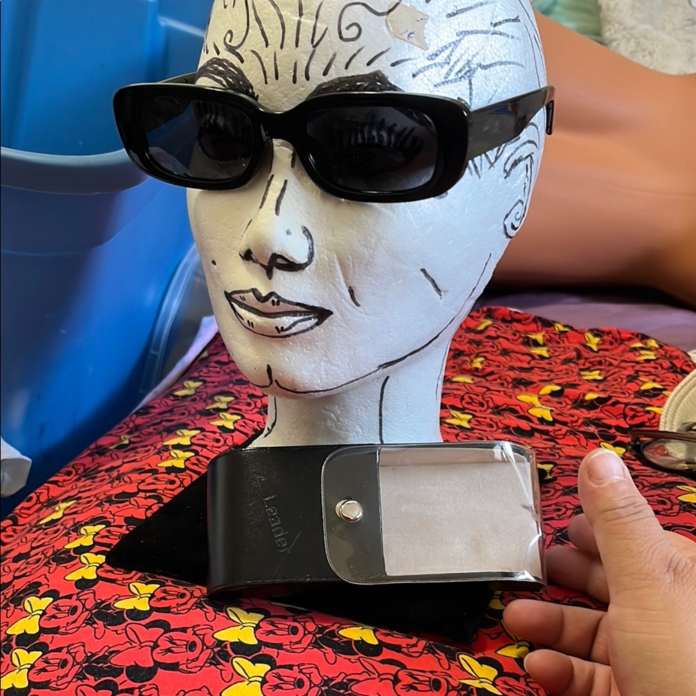 Black Rectangular Wrap-Around Glasses - image 5